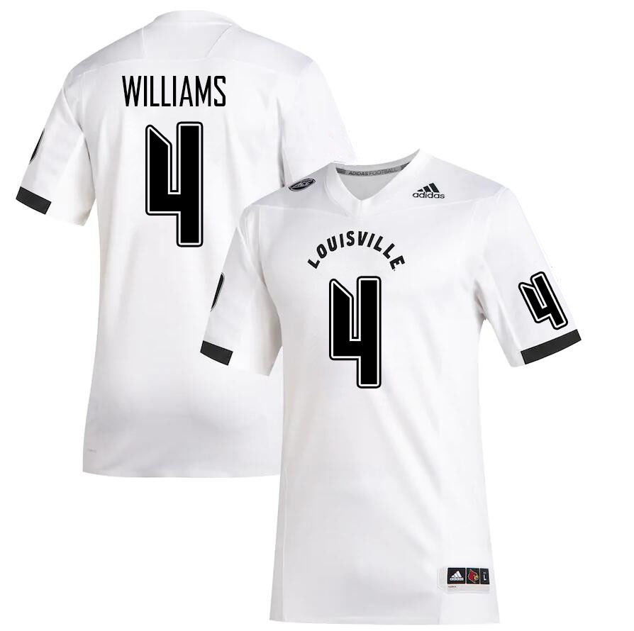 Men #4 Aaron Williams Louisville Cardinals College Football Jerseys Stitched Sale-White